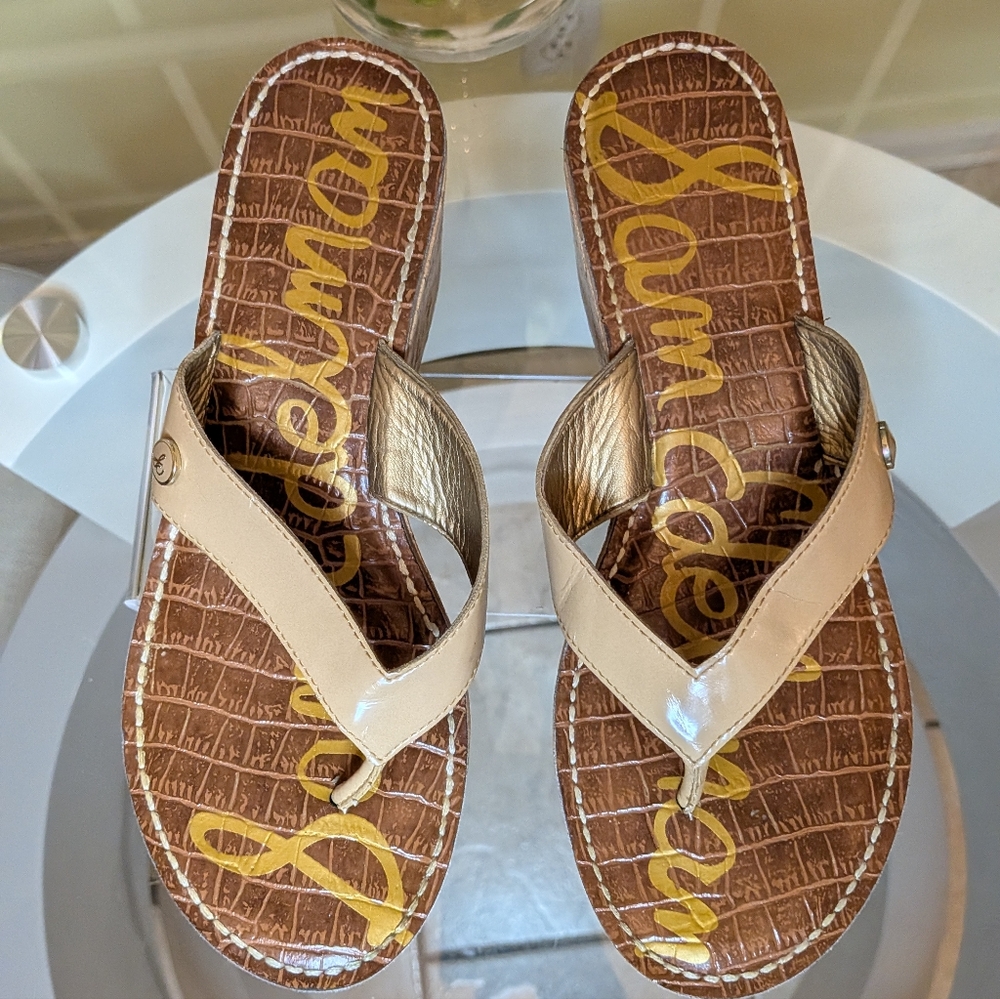 Sam Edelman Romy Beige Cork Wedges 7.5